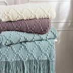 BOURINA Dark Lavender Throw Blanket 50 x70 Inches Jacquard Argyle Throw - Image 7