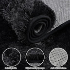 2x6 Bedside Area Rugs for Bedroom: Soft Fluffy Shag Black Rug for Hallway - Image 5