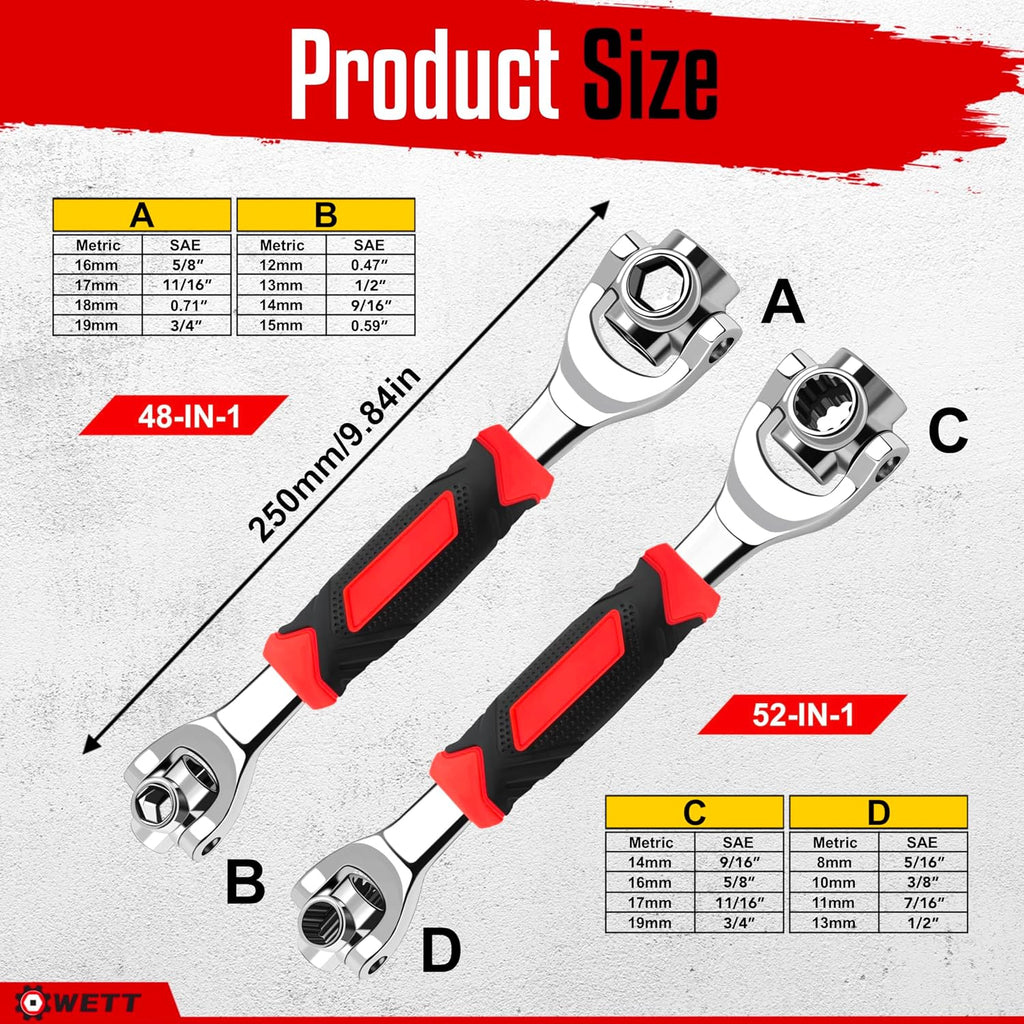 2‑Piece Universal Socket Wrench Set, Multi‑Function Hand Tool