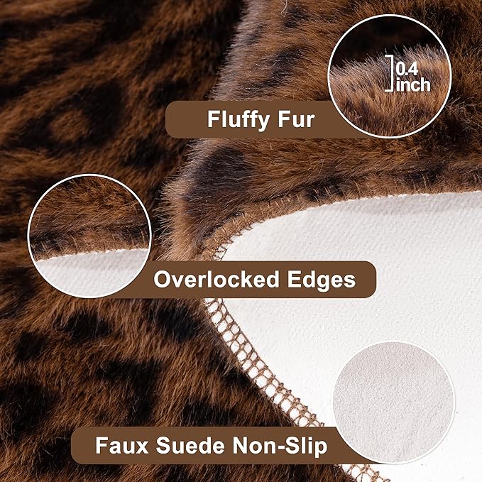 Faux Antelope Cheetah Print Rug, Leopard Rug 6.2x8.2 Faux Animal Print Skin - Image 3