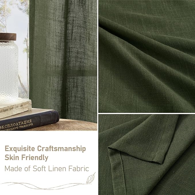 LAMIT Olive Green Linen Curtains - Image 6