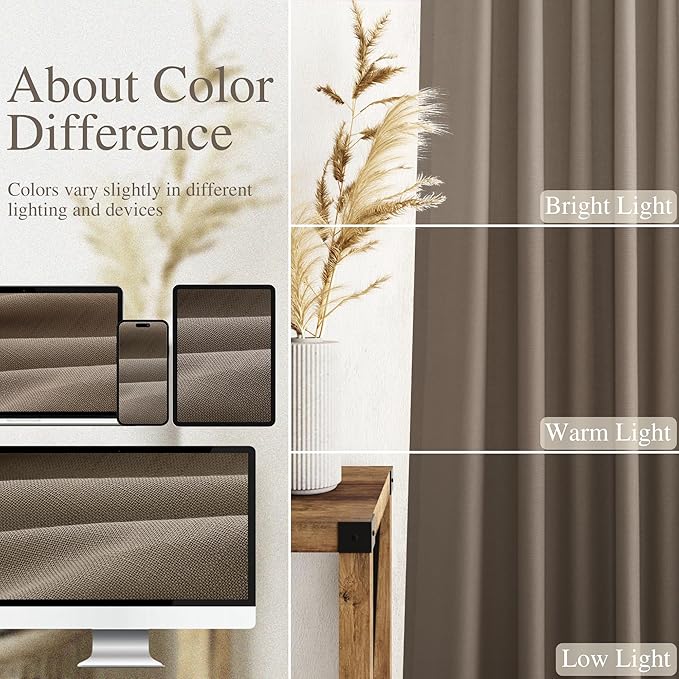 Dark Taupe Linen Curtains 84 Inch Length 2 Panels - Image 4