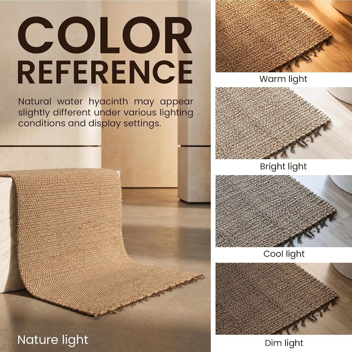 Water Hyacinth Rectangle Handwoven Area Rug, 4 x 6 ft