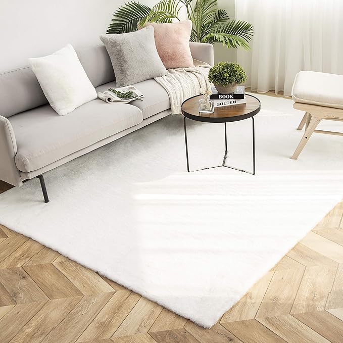 Ashler Faux Fur Rug, Ultra Soft Faux Rabbit Fur, 5 x 7 Feet Rectangle, Machine by AshlerHomeDeco