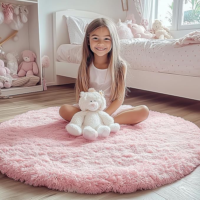 ONASAR Light Pink Round Area Rugs 3ft - Image 3