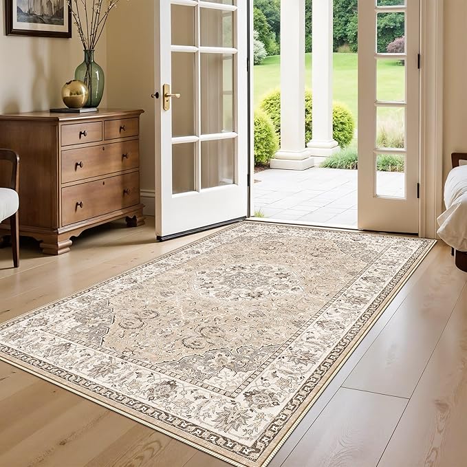 Living Room 4x6 Area Rugs: Vintage Farmhouse Washable Non-Slip Rug - Image 7