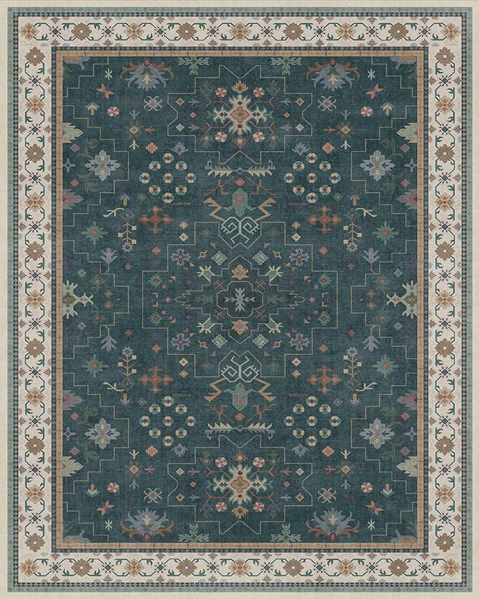 Hazo Haus Dark Green Vintage 8x10 Washable Rugs - Image 2