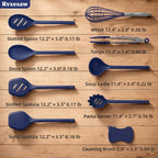 Kitchen Utensils Set,9 PCS Silicone Cooking Utensils Set Spatula Set,Tongs,Spoon,Whisk,Brush,Dishwasher Safe Kitchen Gadgets for Non-Stick Cookware,Home Essential，Kitchen Appliances(Navy Blue)