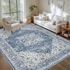 Area Rugs 10x12 Living Room Rug: Washable Rug Soft Vintage Boho Medallion - Image 2