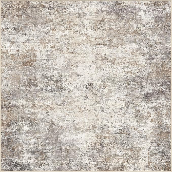 UERMEI Square Area Rugs : Washable 5x5 Neutral Modern Abstract Carpet - Image 5