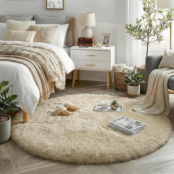 Amdrebio Beige Round Area Rug 6Ft - Image 6