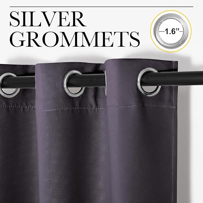 NICETOWN Greyish Purple Blackout Curtains 84 inches Length - Image 2