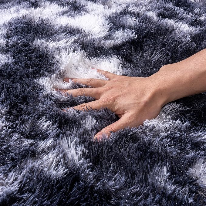 Black and White Rug for Living Room, 8x10 Area Rug for Bedroom, Bedside Indoor - Image 5