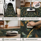 Hazo Haus 8 ft Long Hallway Runner Rug - Boho Green Rug for Kitchen Floor, Entrance Indoor, Washable Wide Runner Non Slip, Dark Green 2'6''x8'