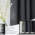 NICETOWN Charcoal Gray Faux Linen Room Darkening Rod Pocket Curtains 63 inch - Image 5