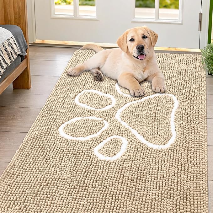 Smiry Dog Door Mat for Muddy Paws, Absorbent Dirt Trapper Non Slip Quick Dry by Smiry