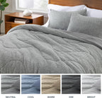 Berkshire Heathered Retro Comfort Plush rev Microfiber Comforter Set - Ultra-Soft & Breathable All-Season Bedding - 3-Piece Includes 1 Comforter (90’’×104’’) and 2 Pillow Shams(King, Edgecomb Grey)