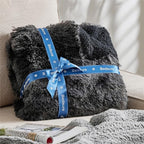Bedsure GentleSoft Fuzzy Sherpa Faux Fur Twin Blanket Tie Dye Black Cozy Gifts - Image 6