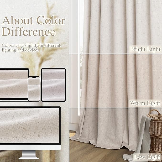 Guken 100% Blackout Curtains 102 Inch Length 2 Panels Set - Image 7
