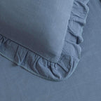 Foindtower Linen Fringe Ruffle Throw Pillow Covers 20×20 Inch Coronet Blue
