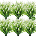 16PCS Artificial Flowers Outdoor, Fake White Monkey Grass Plants