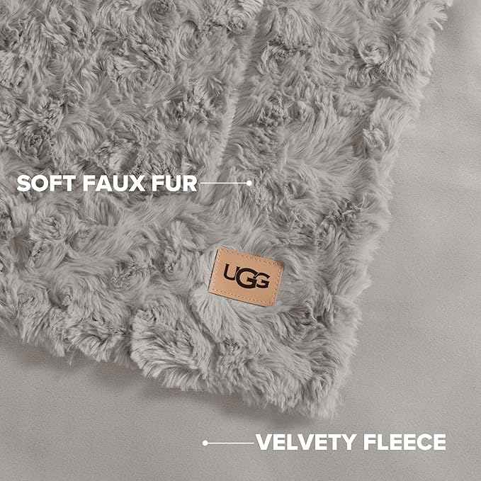 UGG Adalee Faux Fur King Size Blanket, Warm Cozy Blanket, Extra Large Throw - Image 3