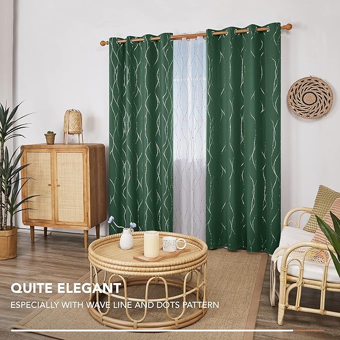 Deconovo Green Curtains, Christmas Blackout Drapes, Thermal Insulated - Image 7