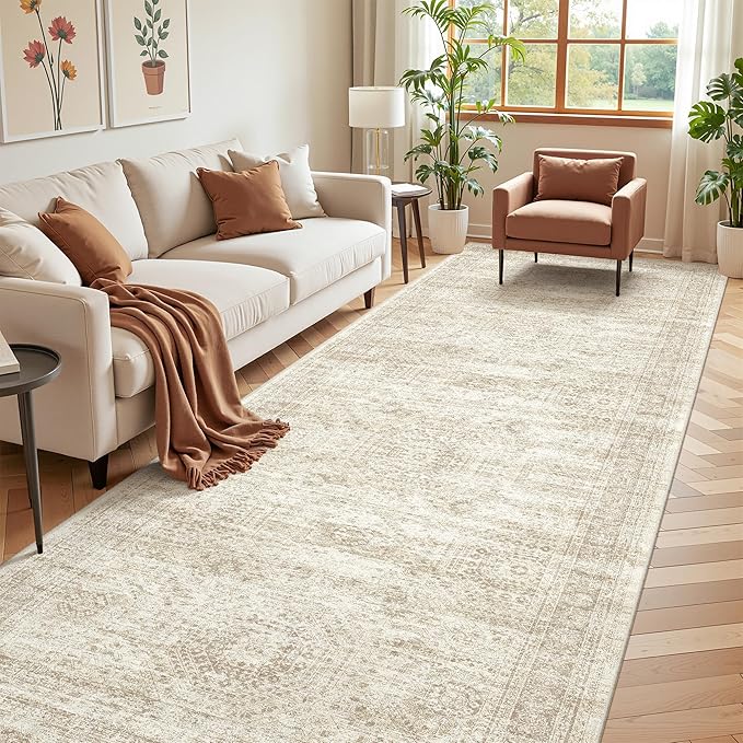 4x12 Runner Rug for Hallway, Low-Pile Wide Runner for Entryway, Long Washable - Image 3