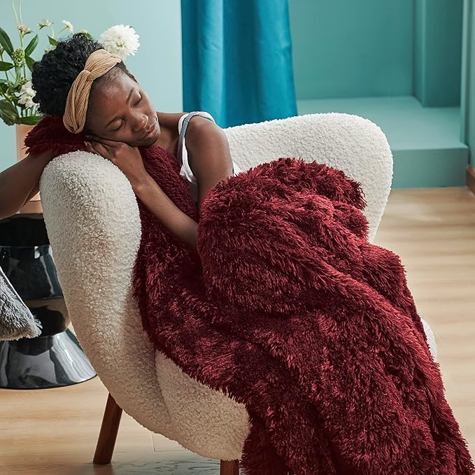 Bedsure GentleSoft Fluffy Burgundy Red Throw Blanket, Maroon Red Decor Gifts - Image 2