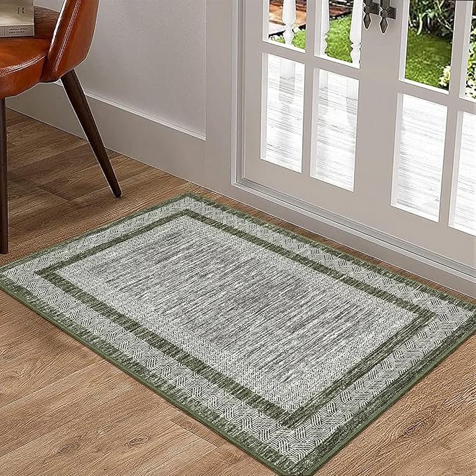 GarveeHome Modern Geometric Area Rug 2x3 Distressed Bordered Washable Non Slip - Image 2