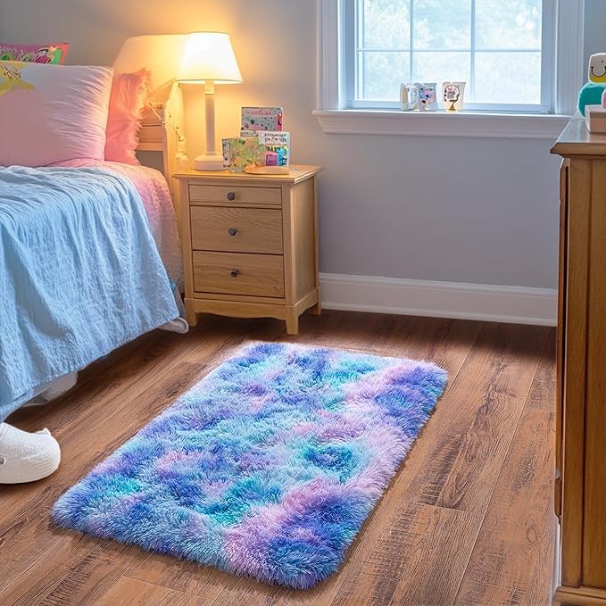 Small Rugs for Bedroom, Fluffy 2x3 Rug Throw Non Slip for Bedside Dorm Kids Room - Image 6