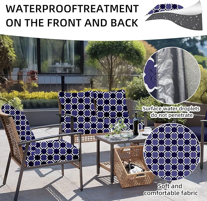 8Pcs Outdoor Cushion Covers, Patio Cushion Covers, Stretch Elastic Slipcovers - Image 4