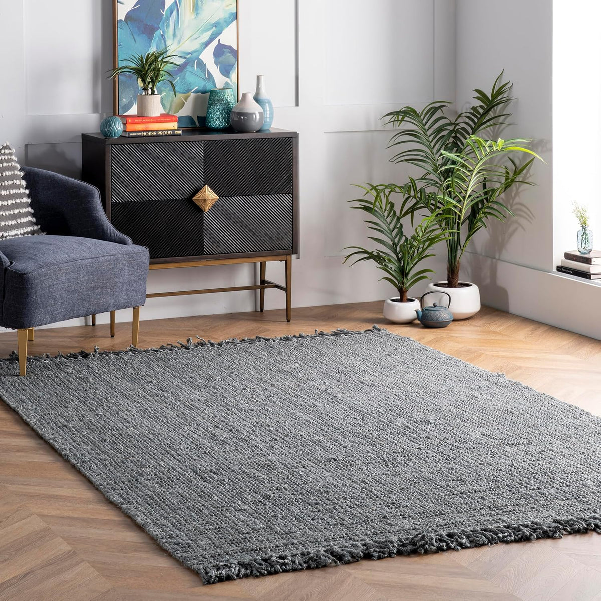 nuLOOM Daniela Grey Solid Flatweave Area Rug, 4' x 6'