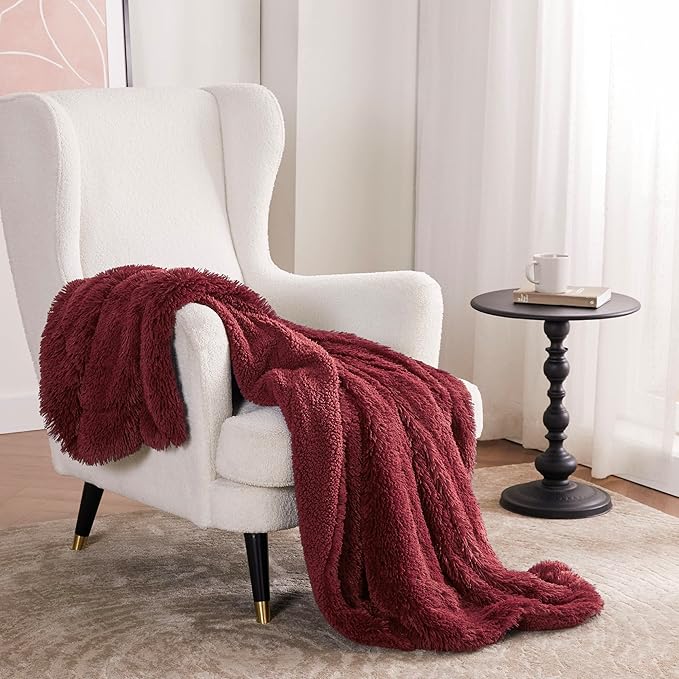 Bedsure GentleSoft Fluffy Burgundy Red Throw Blanket, Maroon Red Decor Gifts - Image 6