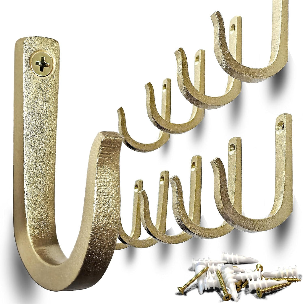 Ambipolar Railroad Spike Iron Coat Hooks 10 Pack Multi-Purpose Heavy Duty Hooks Wall Mounted Farmhouse Vintage Hanging Coats, Bags or Pots in Pantry Black