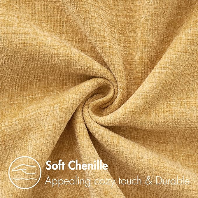MIULEE Pack of 2 Couch Throw Pillow Covers 16x16 Inch Soft Gold Chenille Pillow - Image 2