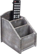 MyGift Graywashed Wood Remote Control Holder, 3-Compartment Organizer