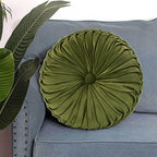 HIG Set of 2 Decorative Round Pleated Throw Pillows, Classy Accent Pumpkin - Image 8