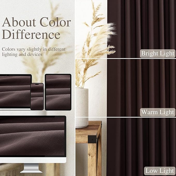 Coffee Brown Extra Long Linen Curtains 120 Inch - Image 4