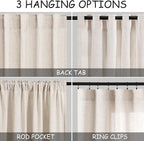 Linen Beige Curtains Back Tab Sheer Curtains 90 Inches Long - Image 3