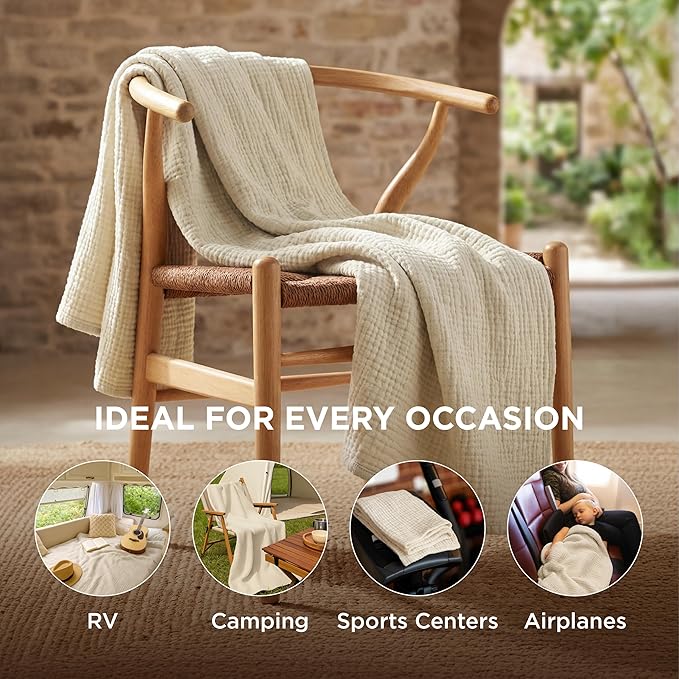 Bedsure 100% Cotton Muslin Blankets - Image 4