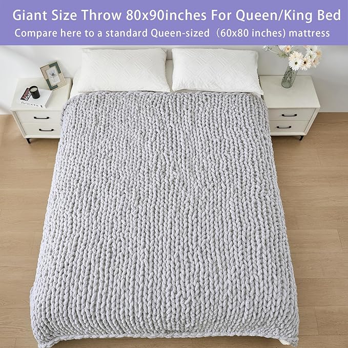 Bigacogo Chunky Knit Throw Blanket - Image 5
