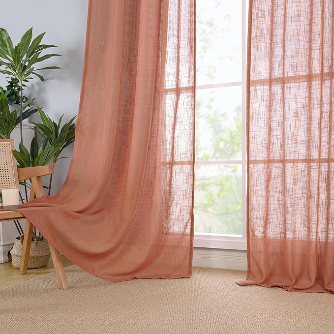 LAMIT Terracotta Linen Curtains 40 Inch - Image 9