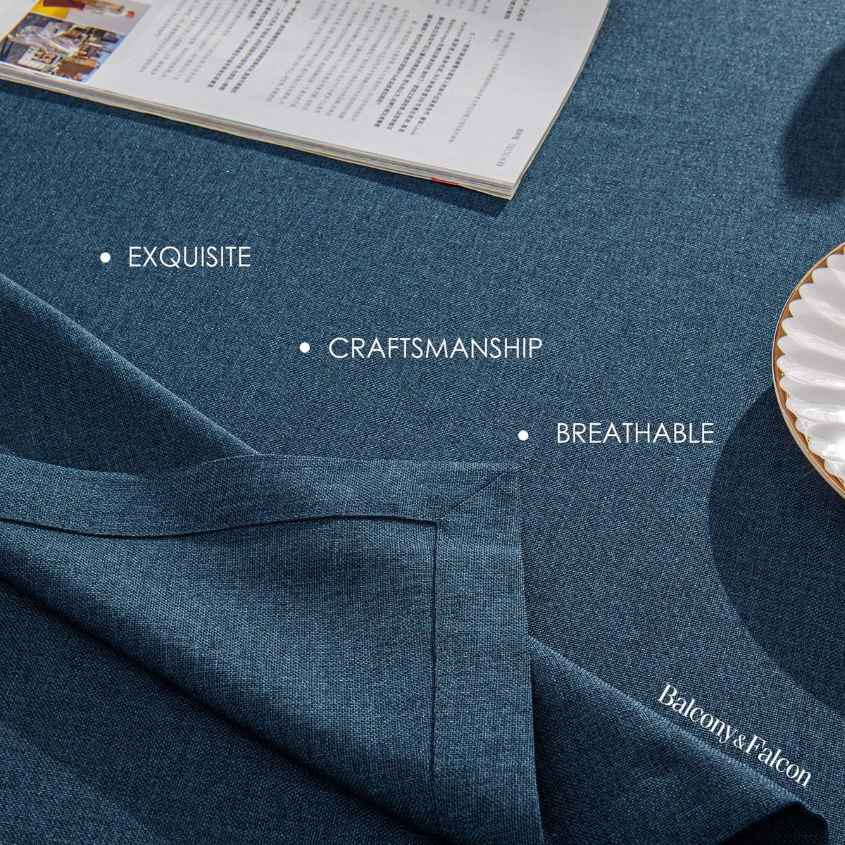 BALCONY & FALCON Rectangle Table Cloth Waterproof Dark Blue 55"x71"