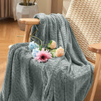 inhand Grey Leaves Pattern Throw Blanket - Image 2
