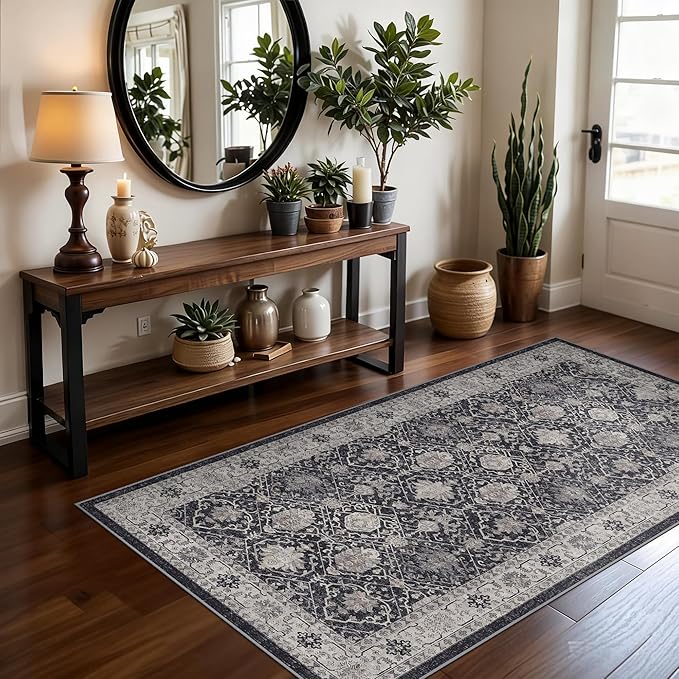 Washable 3x5 Entryway Area Rugs: Ultra Soft Low Pile Carpet by HYHAOYUNLAI