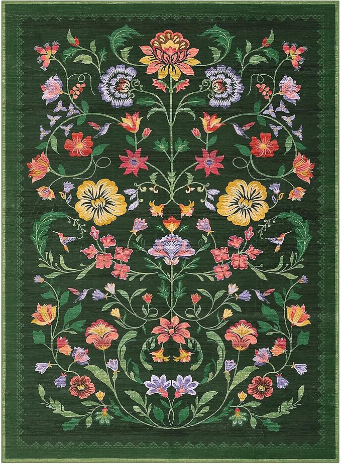 Washable Rug 5x7 Area Rugs for Living Room, Protea Floral Rug for Bedroom - Image 4