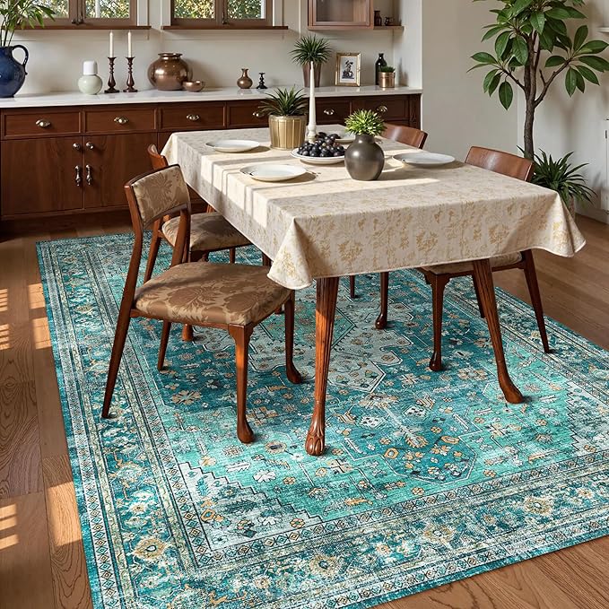 Washable Area Rug 3' x 5 ' Vintage Traditional Persian Mat - Image 3