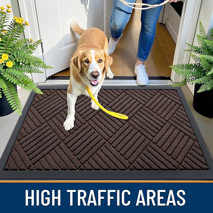 OLANLY Front Door Mat Outside Entrance 59x34, Heavy Duty Sturdy Natural Rubber - Image 5