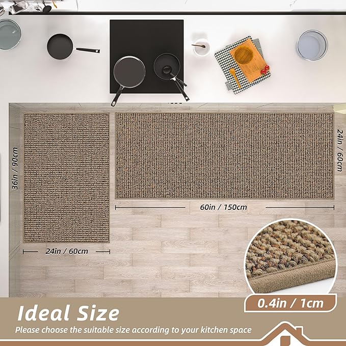 BEQHAUSE Kitchen Rugs and Mats 2PCS, Non-Slip Kitchen Mats - Image 2
